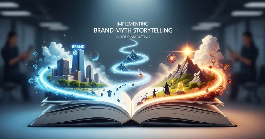 Dynamic image of marketers using Leyline Pro AI for myth-driven marketing strategies