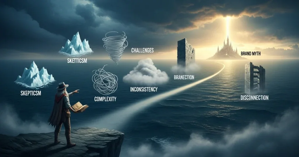 Dramatic landscape with a figure overcoming obstacles using Leyline Pro AI solutions