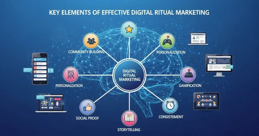 Brain-inspired diagram illustrating AI-enhanced digital ritual marketing strategies